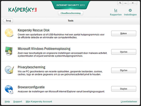Kaspersky Internet Security 2013 Tools