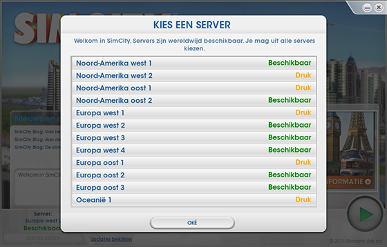 Sim City Servers