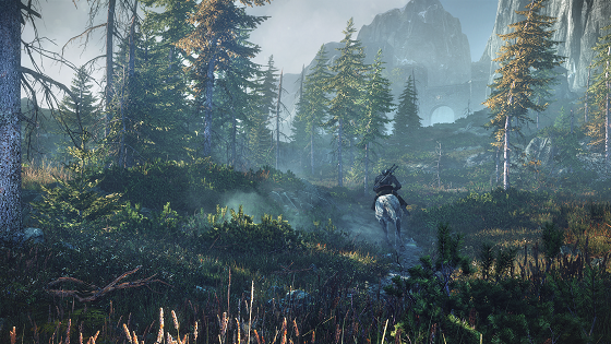 8_Riding_horseback-Geralt_can_admire_the_beautiful_vistas_of_the_morning_sun_shining_down_on_the_island_of_Ard_Skellig.
