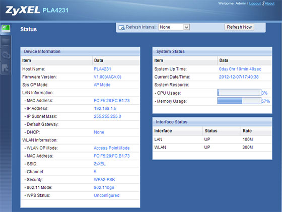 ZyXEL-PLA4231-Kit-Interface