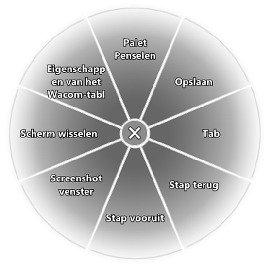 Verschillende mogelijkheden worden toegankelijk met een druk op de (tablet)knop