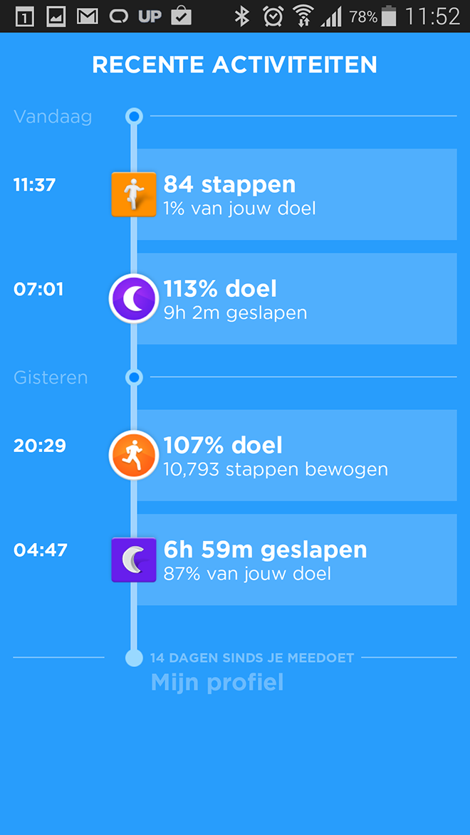 Jawbone UP24 Dagverloop