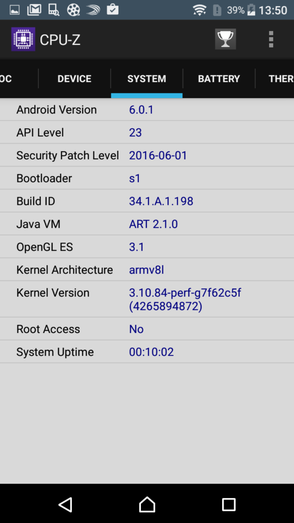 Sony Xperia X Compact CPU-Z