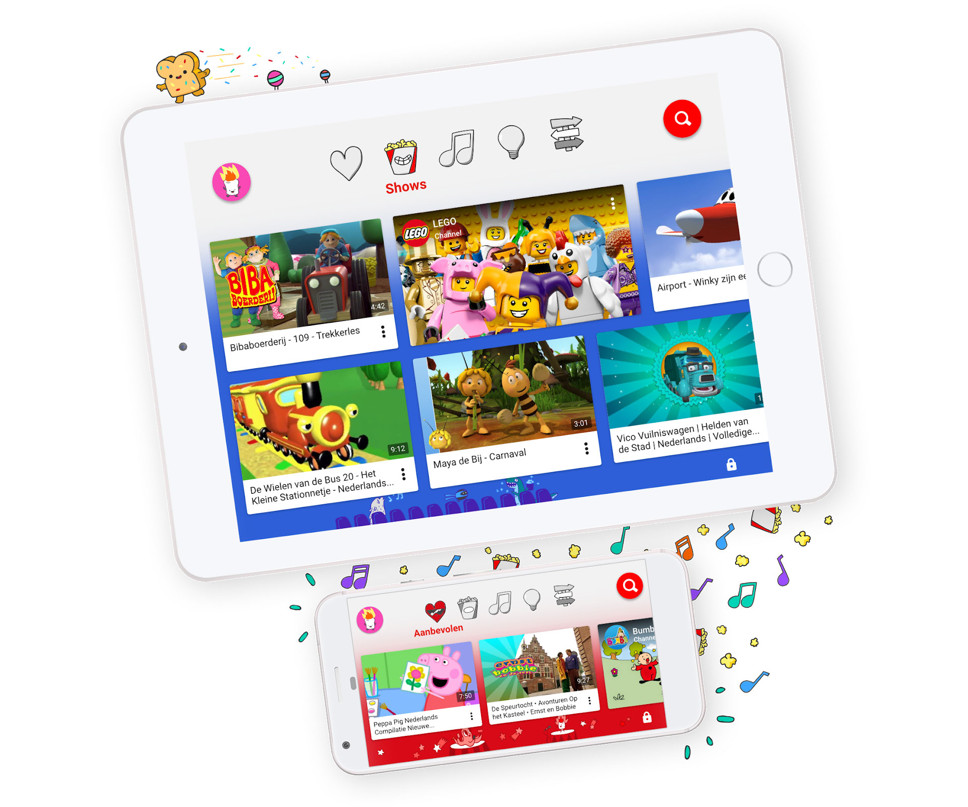 YouTube Kids op tablet en smartphone