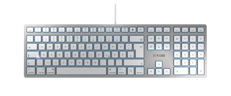CHERRY KC 6000 SLIM – Ultraplat Bedraad Toetsenbord – EU-indeling (QWERTY) – USB-A – Stille Toetsen – Zilver