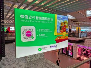 WeChat Pay reclame op Schiphol