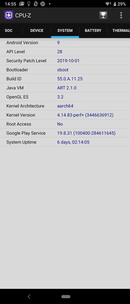 Sony Xperia 5 CPU-Z