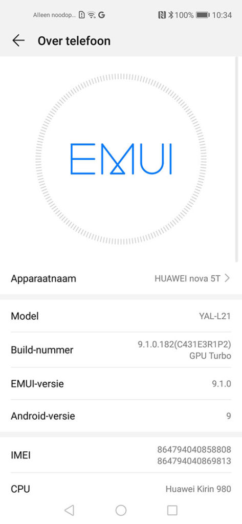 Huawei Nova 5T EMUI Screenshot