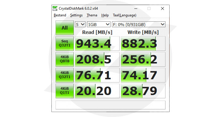 CrystelDiskMark Samsung Portable SSD T7