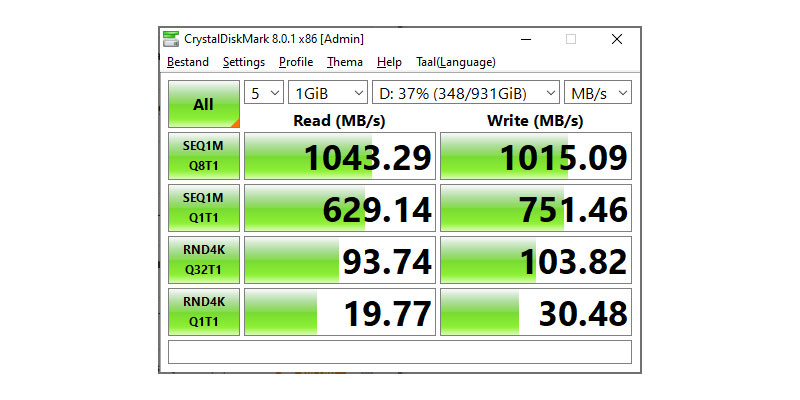 SanDisk Extreme Portable SSD 1TB in Crystal Diskmark