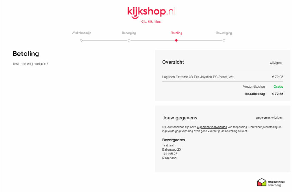 Afrekenen is niet meer mogelijk bij Kijkshop.nl