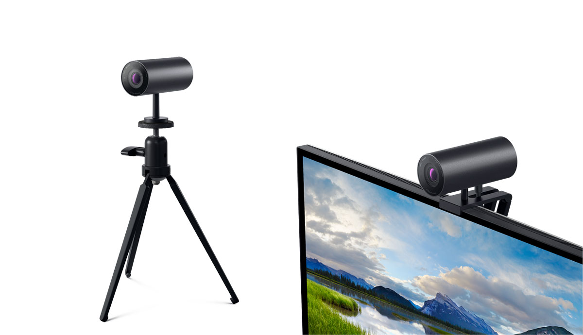 Dell UltraSharp Webcam WV7022 op statief en monitor