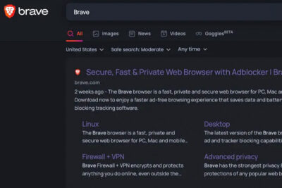 Screenshot van de Brave zoekmachine