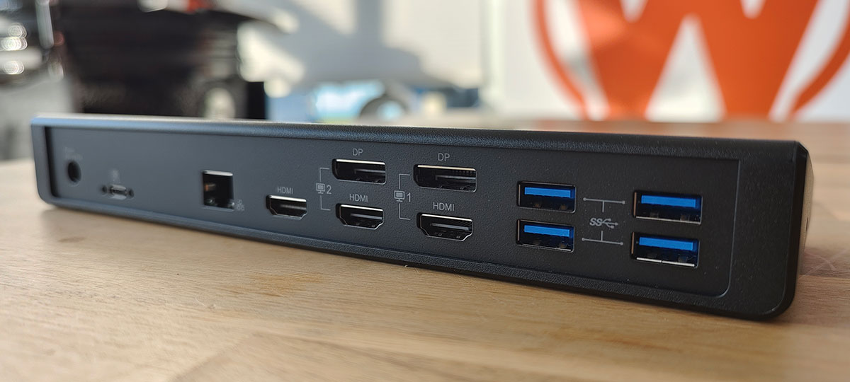 ACT AC7048 USB-C Triple 4K Docking Station Achterkant met aansluitingen