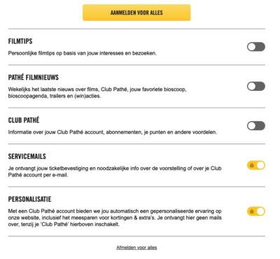 Pathé E-mail Instellingen