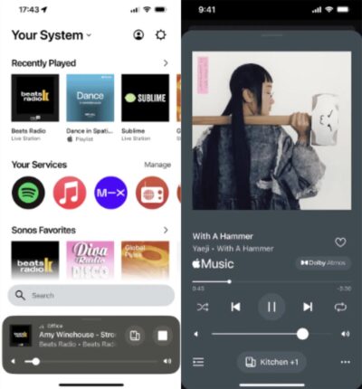 Sonos app screenshots via The Verge