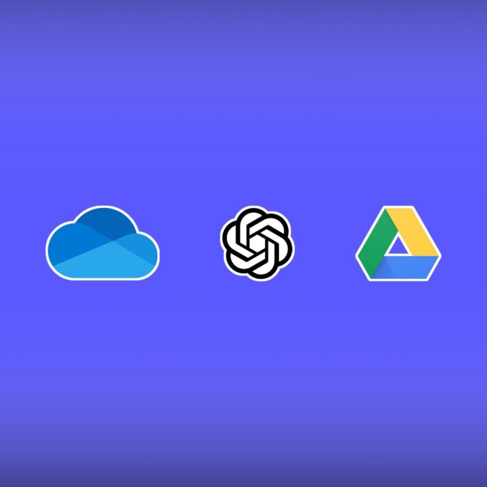 OneDrive, Google Drive en OpenAI logo's