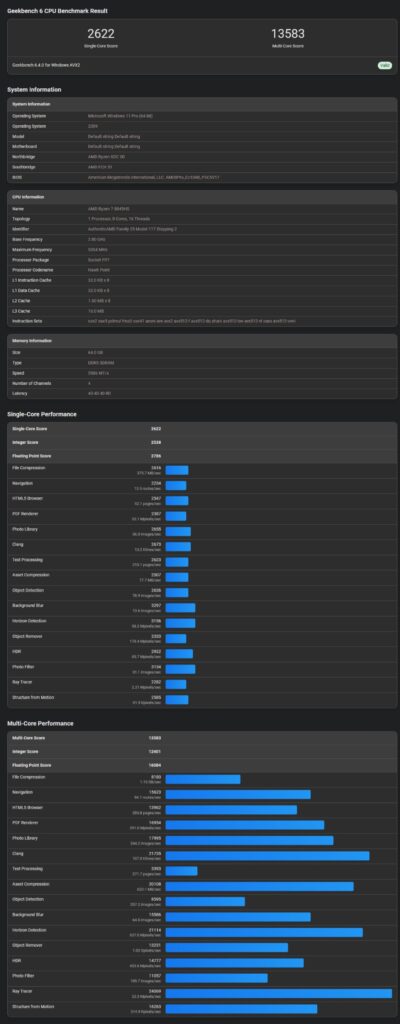 geekbench 6 cpu benchmark result ss