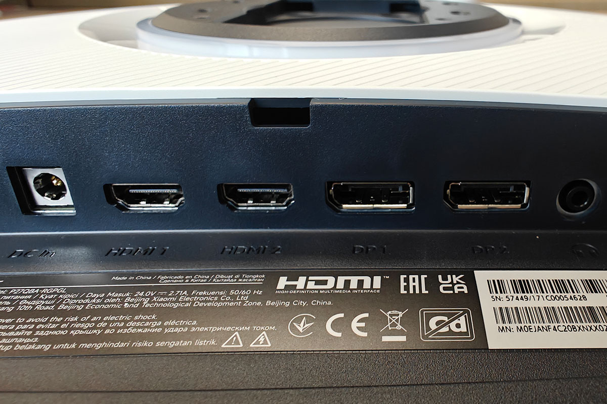 xiaomi mini led gaming monitor g pro 27i aansluitingen