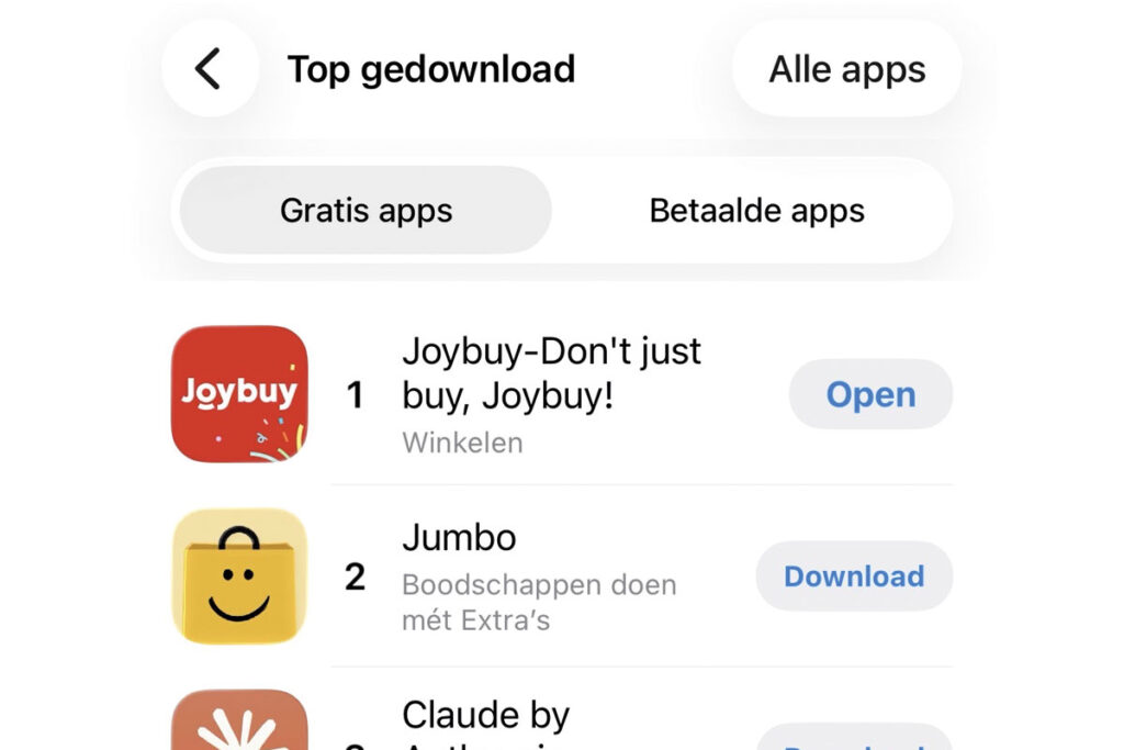 joybuy populair in de app store
